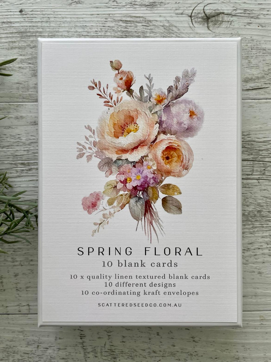 Boxed Card Gift set of 10 - Spring Floral blank cards set – Scattered ...