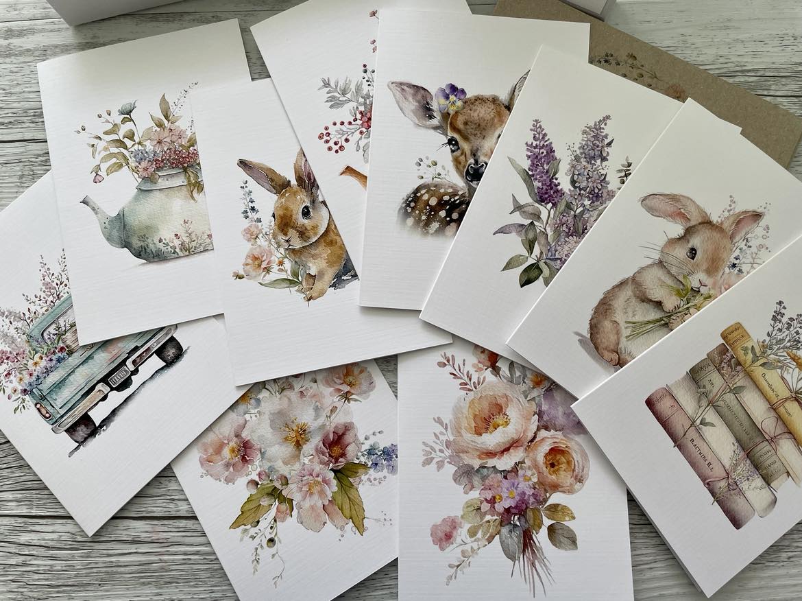 Boxed Card set of 10 - Spring Floral blank cards set – Scattered Seed Co