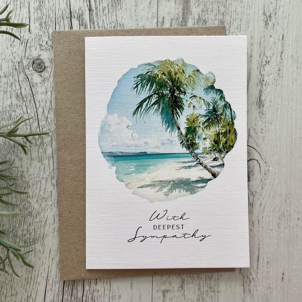 Tranquil Beach card - With Deepest Sympathy Card