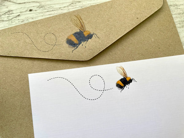 BUMBLE BEE Personalised Flat Notecards Set Of 10