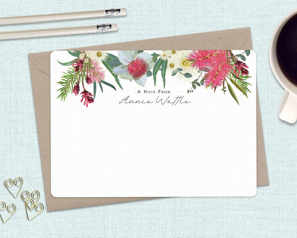 AUSTRALIAN NATIVE FLORA Personalised Flat Notecards Set Of 10