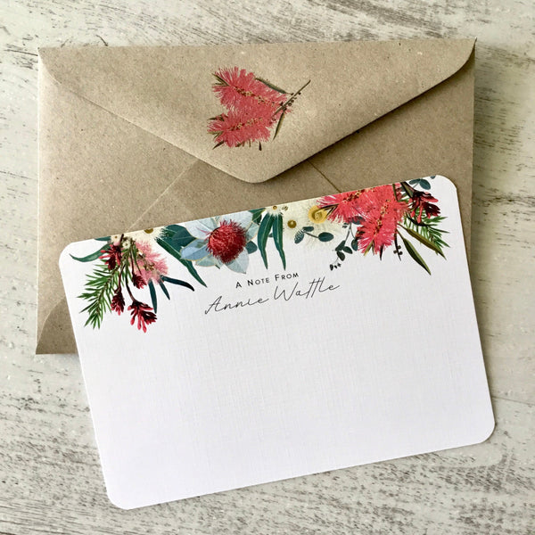 AUSTRALIAN NATIVE FLORA Personalised Flat Notecards Set Of 10