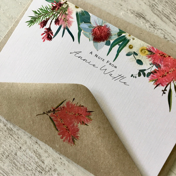 AUSTRALIAN NATIVE FLORA Personalised Flat Notecards Set Of 10