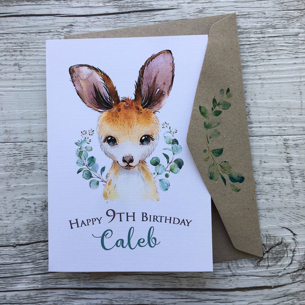 AUSTRALIAN ANIMALS Personalised Birthday Card - 4 assorted Aussie Animals