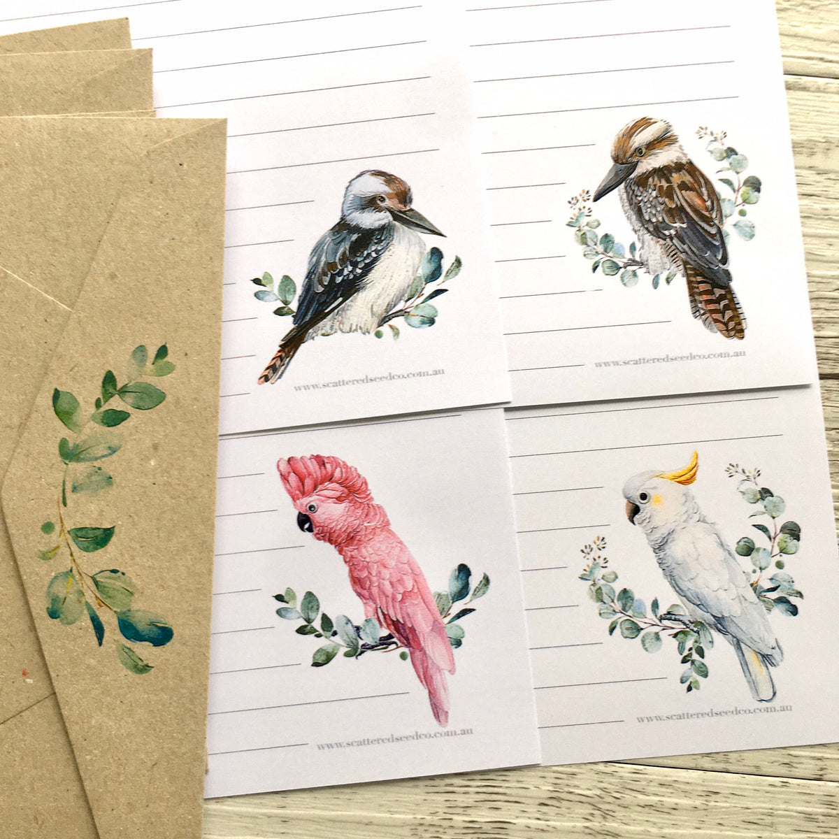 AUSTRALIAN BIRDS Personalised Writing Paper Set of 20 – Scattered Seed Co