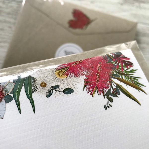 AUSTRALIAN NATIVE FLORA Personalised Flat Notecards Set Of 10