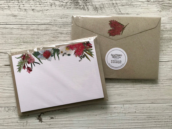 AUSTRALIAN NATIVE FLORA Personalised Flat Notecards Set Of 10
