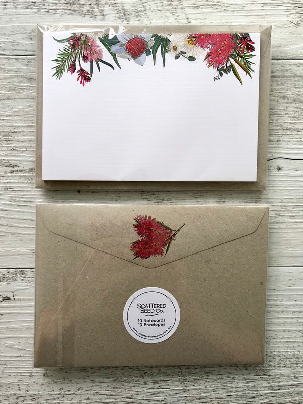 AUSTRALIAN NATIVE FLORA Personalised Flat Notecards Set Of 10