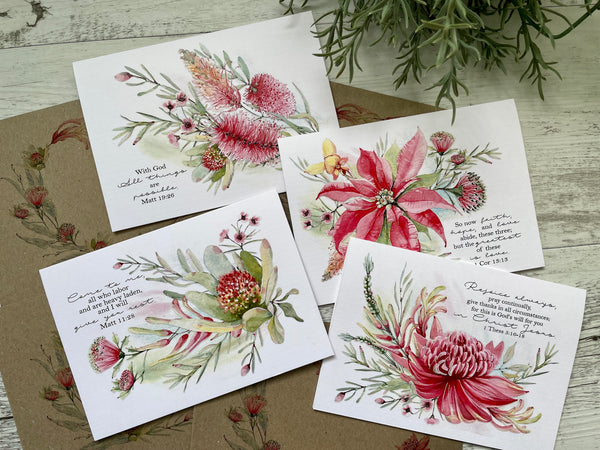 AUSTRALIAN BOTANICAL SCRIPTURE  cards set of 4