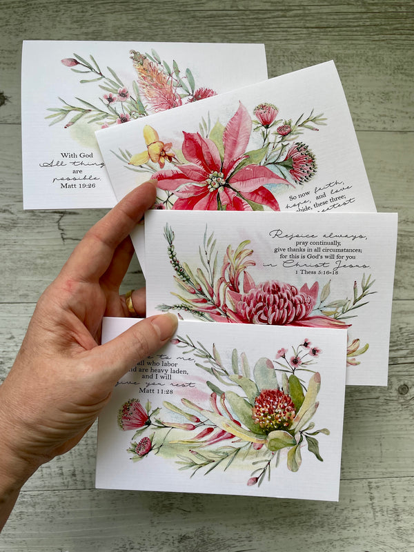 AUSTRALIAN BOTANICAL SCRIPTURE  cards set of 4