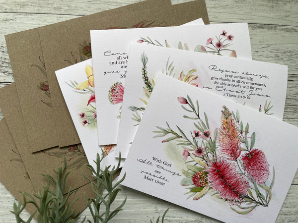 AUSTRALIAN BOTANICAL SCRIPTURE  cards set of 4