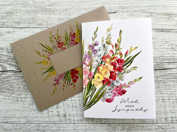 GLADIOLI card - Sympathy Card or Custom wording