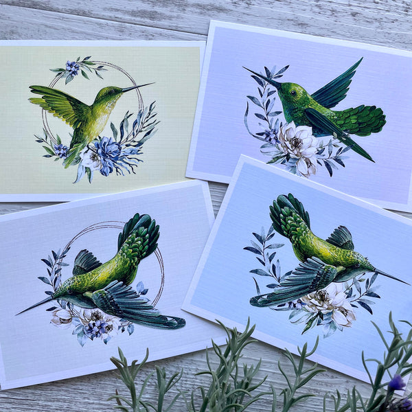 HUMMINGBIRD Cards set of 4
