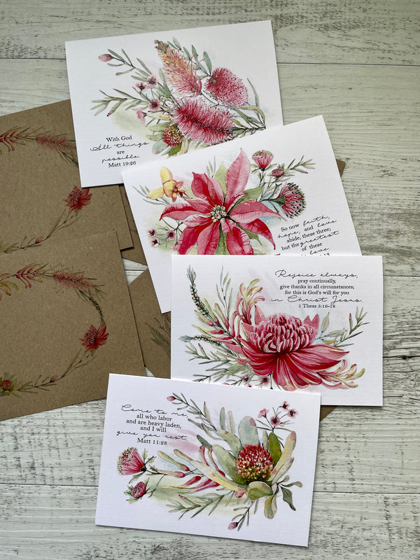 AUSTRALIAN BOTANICAL SCRIPTURE  cards set of 4