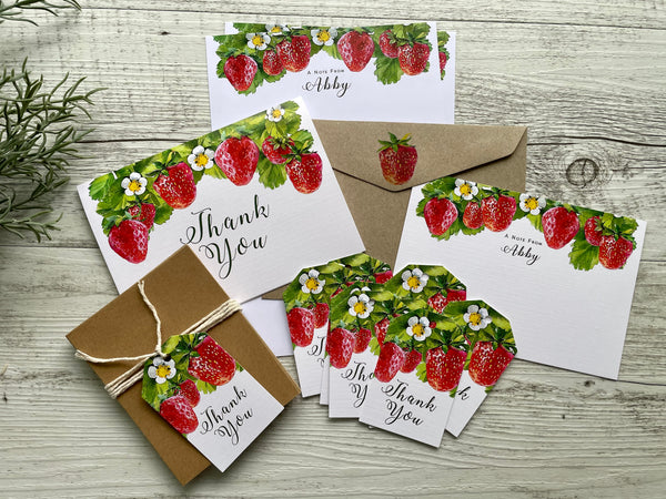 STRAWBERRY Personalised Writing Paper Set of 20