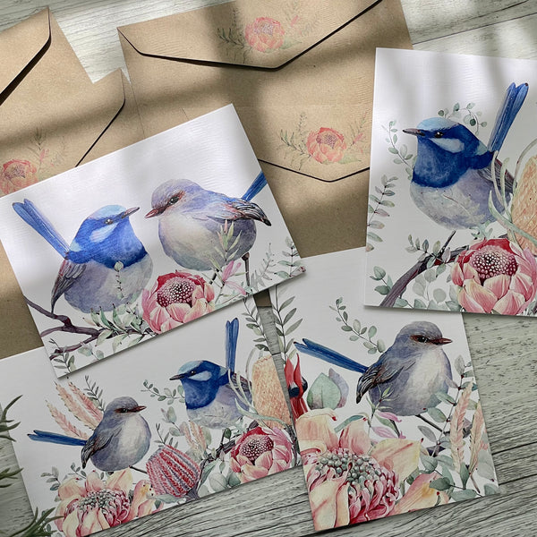 Superb Fairy Wrens - Blank Cards set of 4