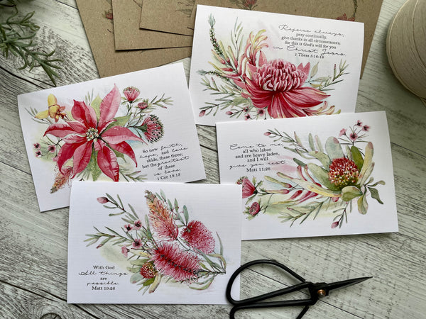 AUSTRALIAN BOTANICAL SCRIPTURE  cards set of 4