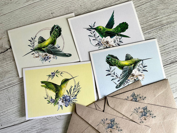 HUMMINGBIRD Cards set of 4