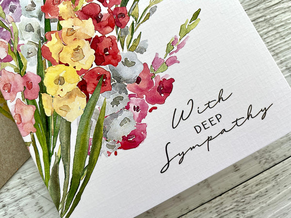 GLADIOLI card - Sympathy Card or Custom wording