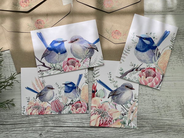 Superb Fairy Wrens - Blank Cards set of 4