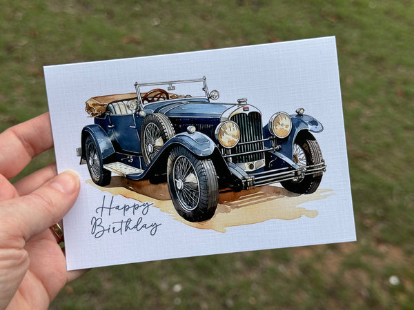 VINTAGE CLASSIC CAR Happy Birthday Card