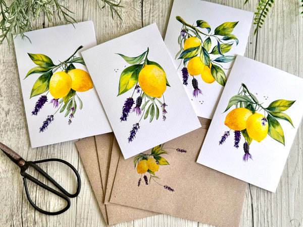 LEMON & LAVENDER cards set of 4