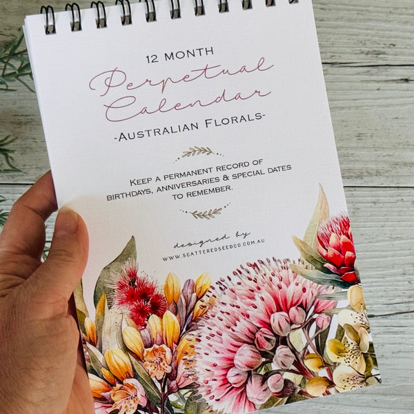 Australian Florals Perpetual Calendar - Birthday Record book