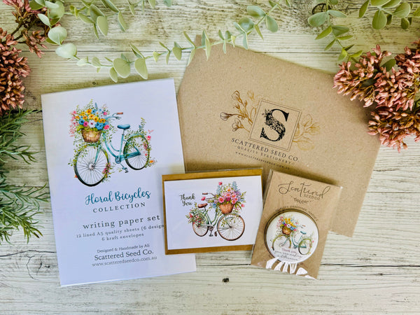 Teacher’s Appreciation Gift Floral Bicycles Stationery gift set