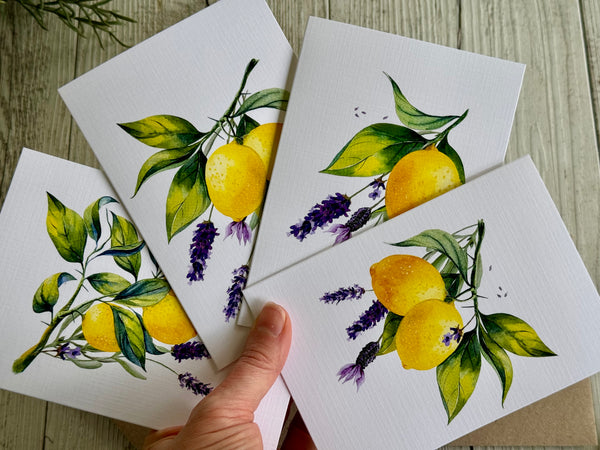 LEMON & LAVENDER cards set of 4