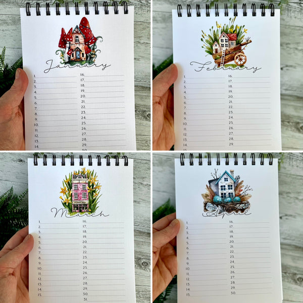 Mini Houses Perpetual Calendar - Birthday Record book