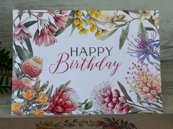 Australian Native Florals Birthday Card