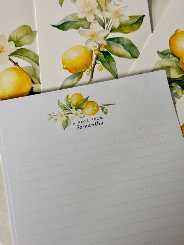 LEMON Branch Personalised Writing Paper Set of 20