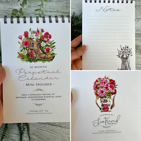 Mini Houses Perpetual Calendar - Birthday Record book