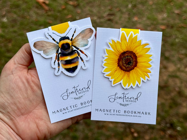 Sunflower and Bee & Honey MAGNETIC BOOKMARKS