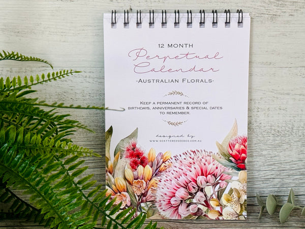 Australian Florals Perpetual Calendar - Birthday Record book