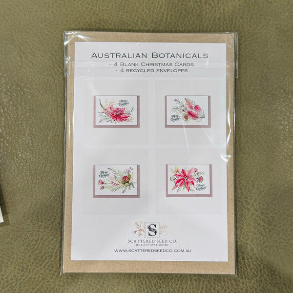 Australian botanicals CHRISTMAS cards set of 4