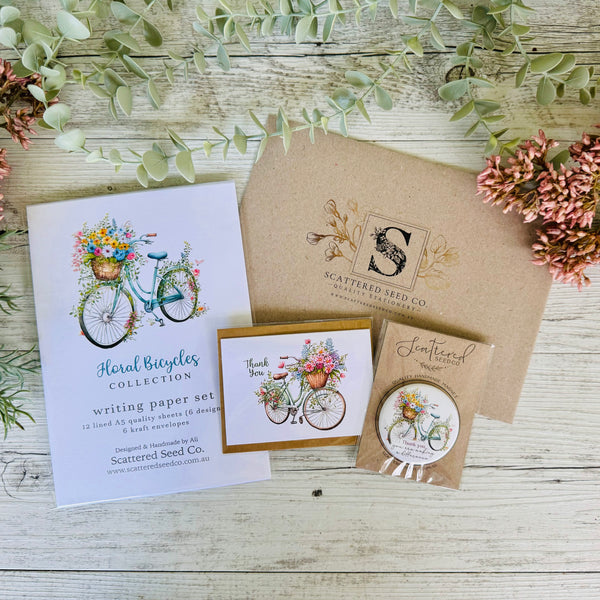 Teacher’s Appreciation Gift Floral Bicycles Stationery gift set