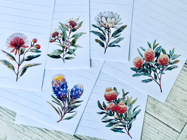 AUSTRALIAN Native Floral Writing set 20 pages 10 envelopes