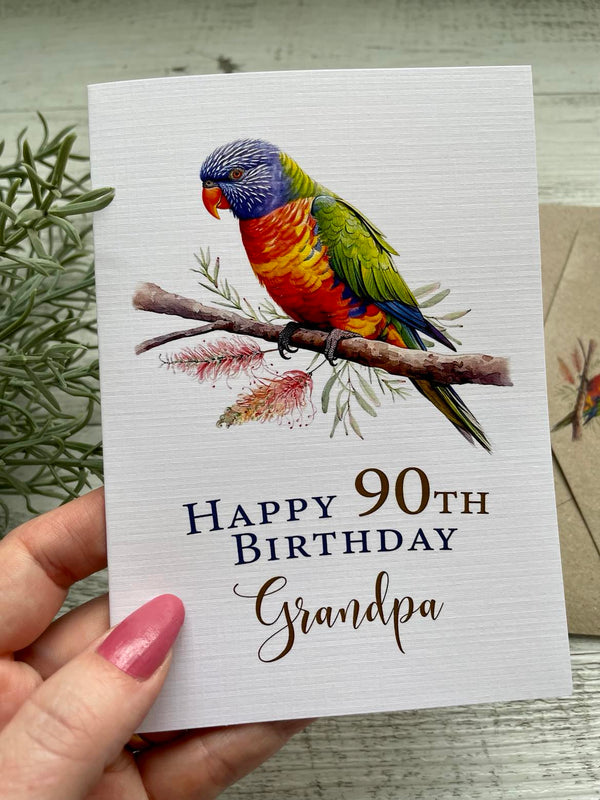RAINBOW LORIKEET Personalised Australian Birthday Card