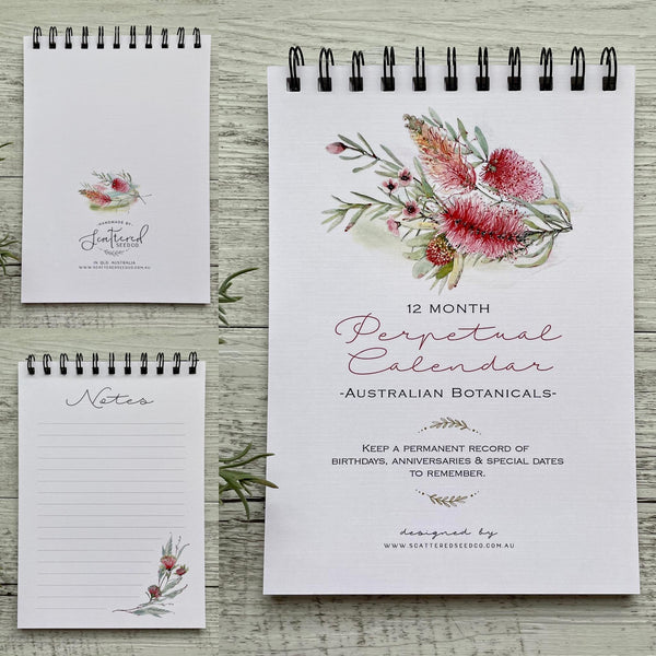 Australian Botanicals Perpetual Calendar - Birthday Record book