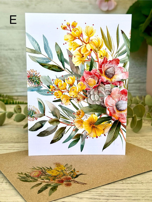 AUSTRALIAN FLORALS (set 1) Blank cards set of 5