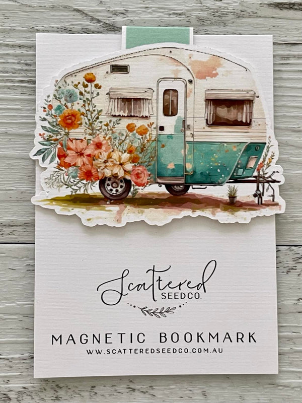 Floral Vintage Caravan Magnetic Bookmarks