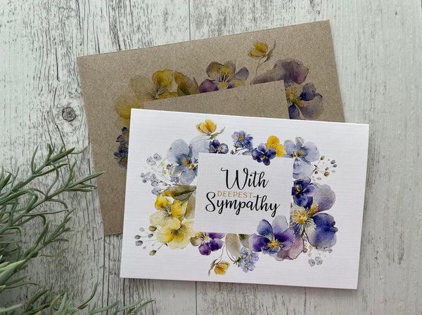 Pansies card - With Deepest Sympathy Card