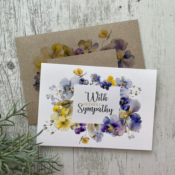 Pansies card - With Deepest Sympathy Card