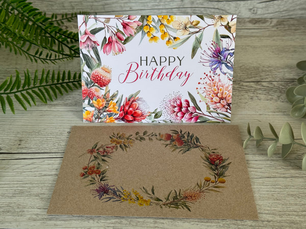 Australian Native Florals Birthday Card