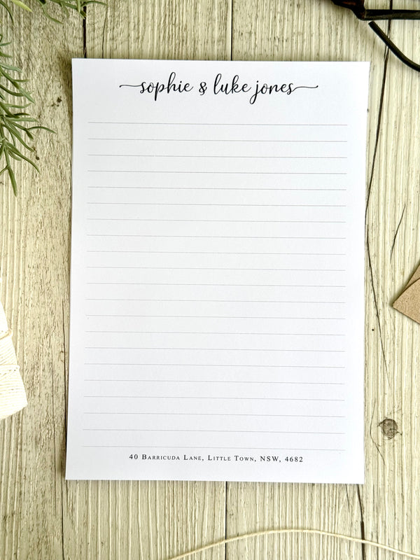 Scrolly Font Personalised Writing paper set