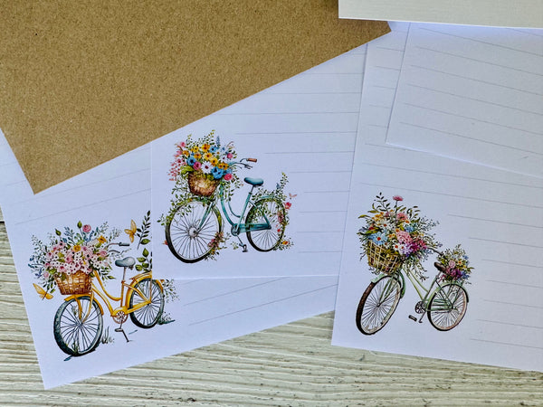 Floral Bicycles Writing Paper Set (Non-Personalised)