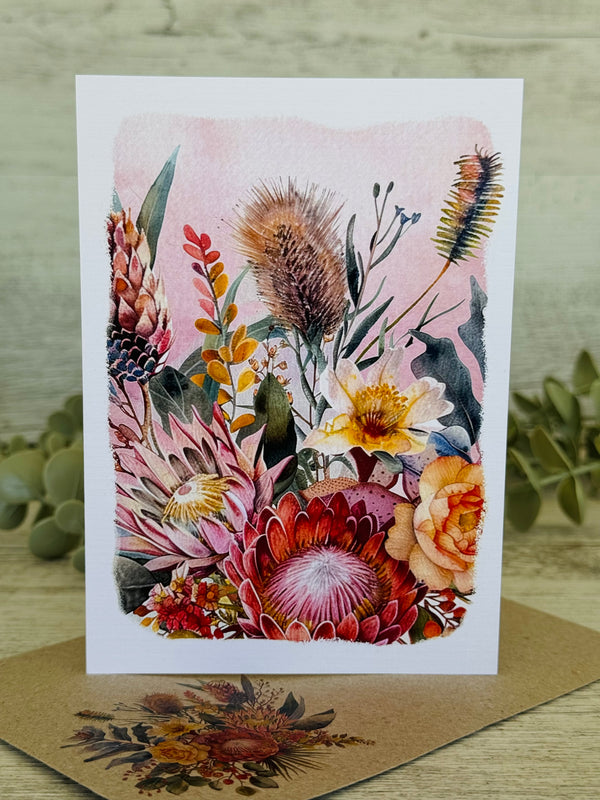 AUSTRALIAN FLORALS with borders Blank cards set of 4