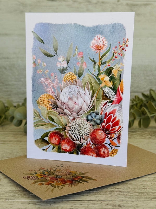 AUSTRALIAN FLORALS with borders Blank cards set of 4