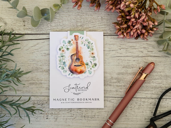 Floral acoustic guitar MAGNETIC BOOKMARK